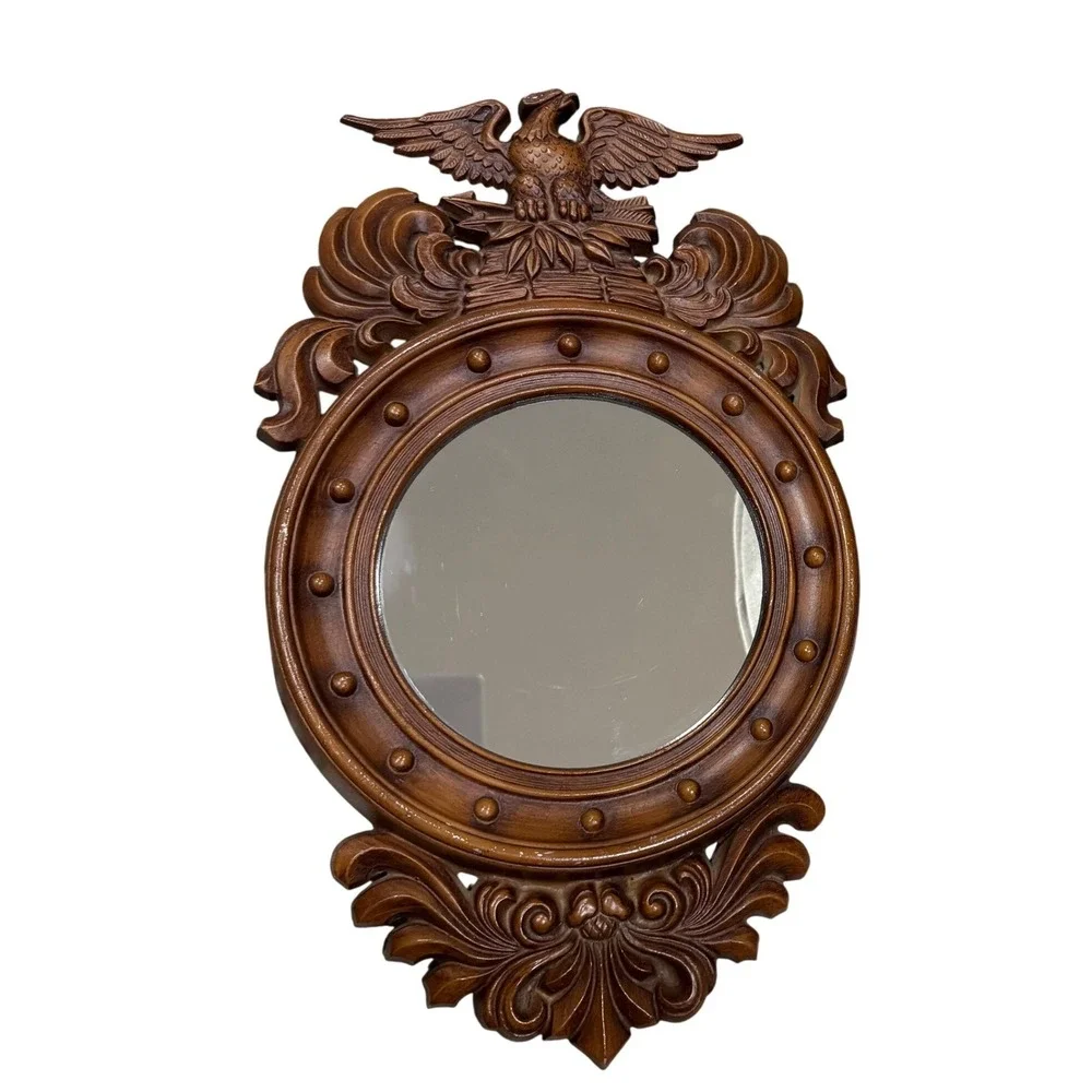 Vintage Federal Eagle Wall Mirror Ornate Carved Frame Colonial Style